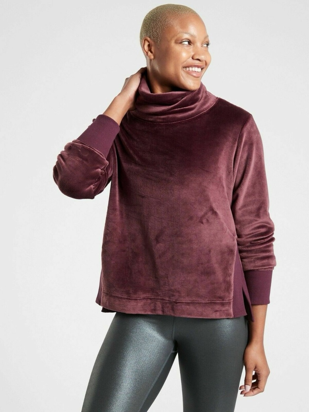 Athleta Double Cozy Karma Funnel Neck Burgundy